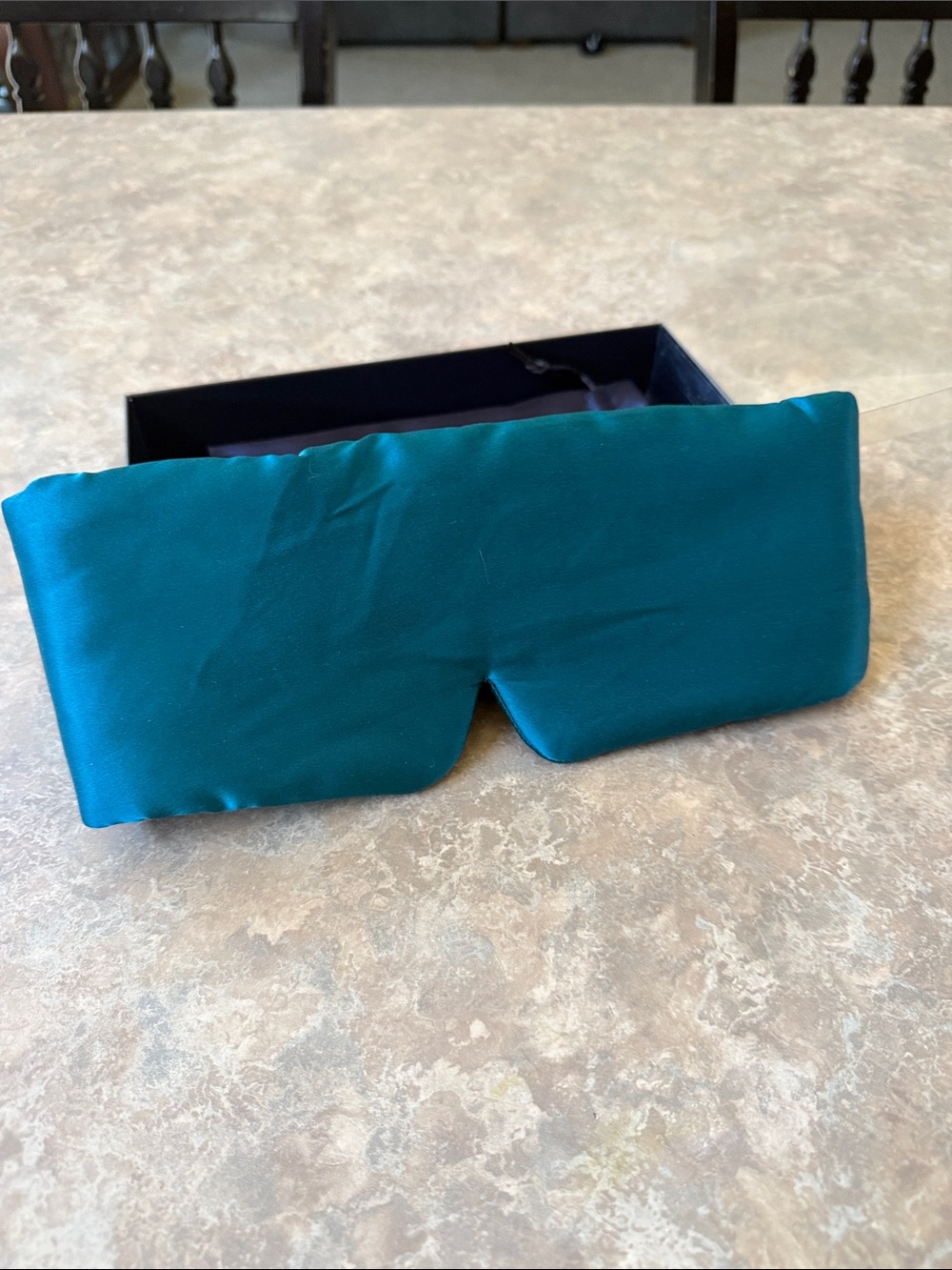 Teal Satin Sleep Mask in Black Gift Box